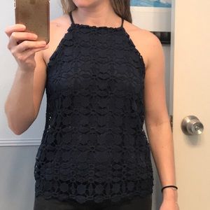 Navy blue lace over lay top